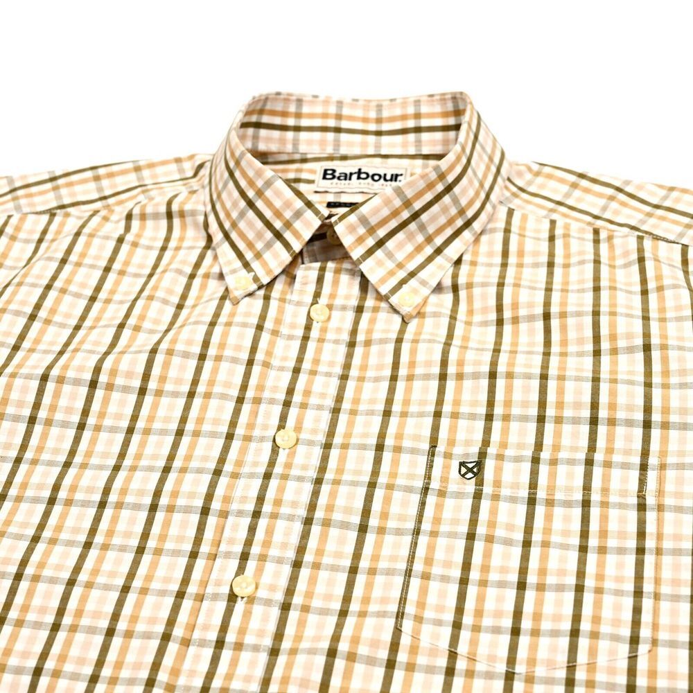 Barbour Shirt Men's Large Plaid Short‎ Sleeve Button Down Preppy Casual